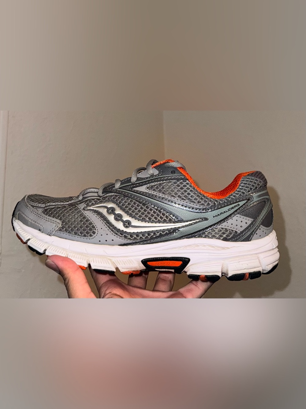 Saucony Mens Running Shoes Gray and Orange Athletic Sneaker